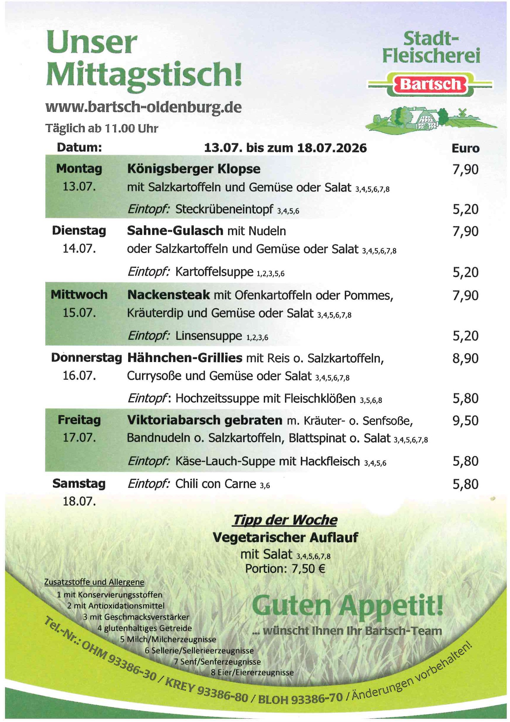 Speiseplan KW 29 2026