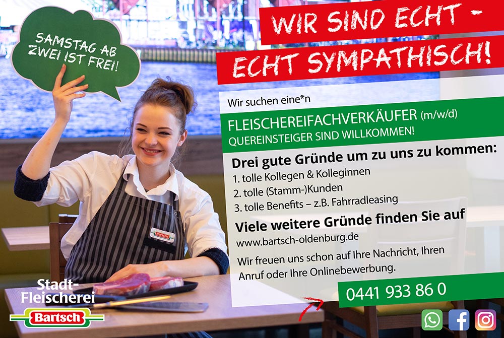 Wir sind echt sympathisch: Stellenanzeige Fleischereifachverkäufer